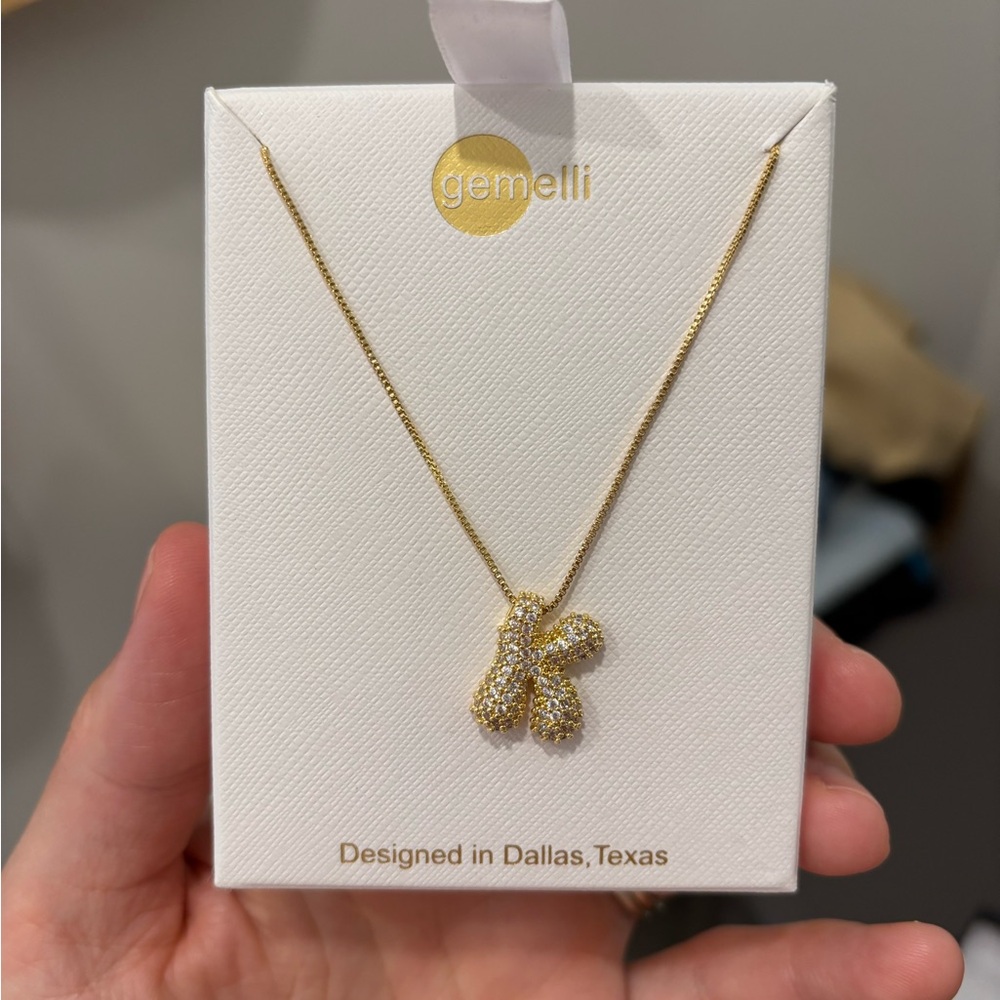 NIB Gemelli initial necklace “K”